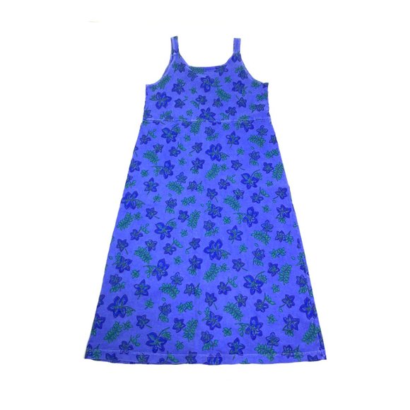 fresh produce Dresses & Skirts - Fresh Produce Floral Dress Tank T-Shirt Cotton Blue Green Teal Fern Tropical M